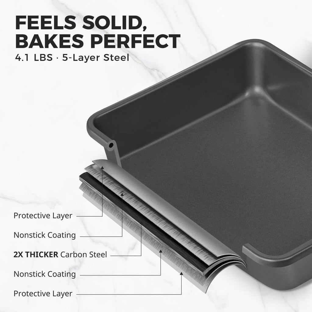 HONGBAKE Deep Nonstick Baking Pan Set for Oven Cooking