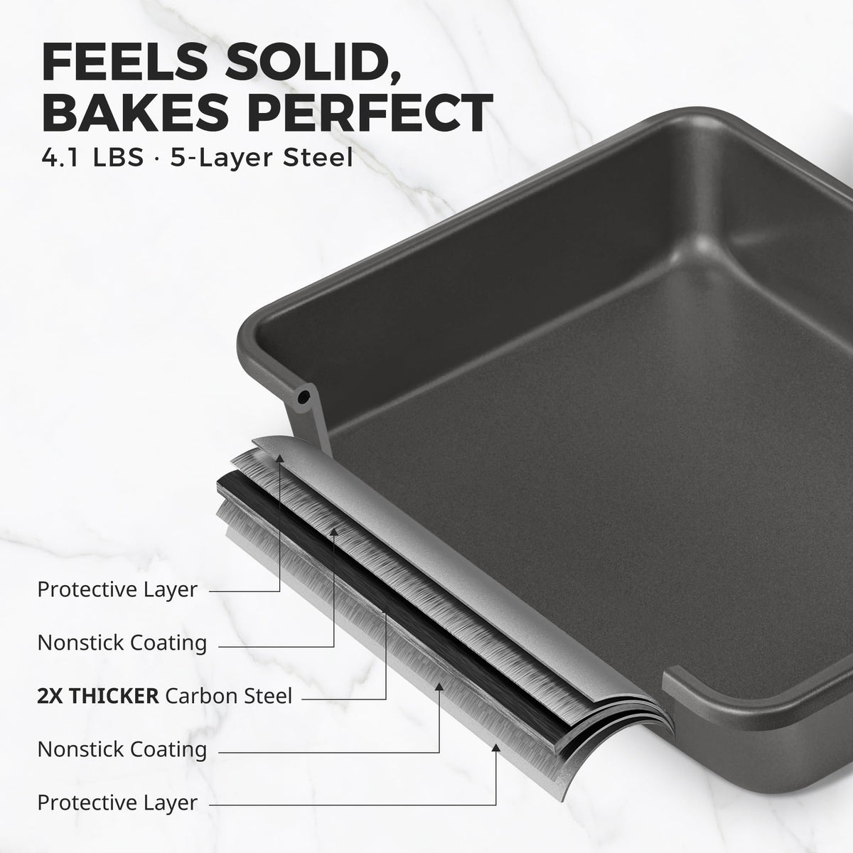 HONGBAKE Deep Nonstick Baking Pan Set for Oven Cooking