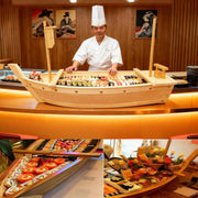 Wooden Sushi Boat Serving Tray for Sashimi & Appetizers