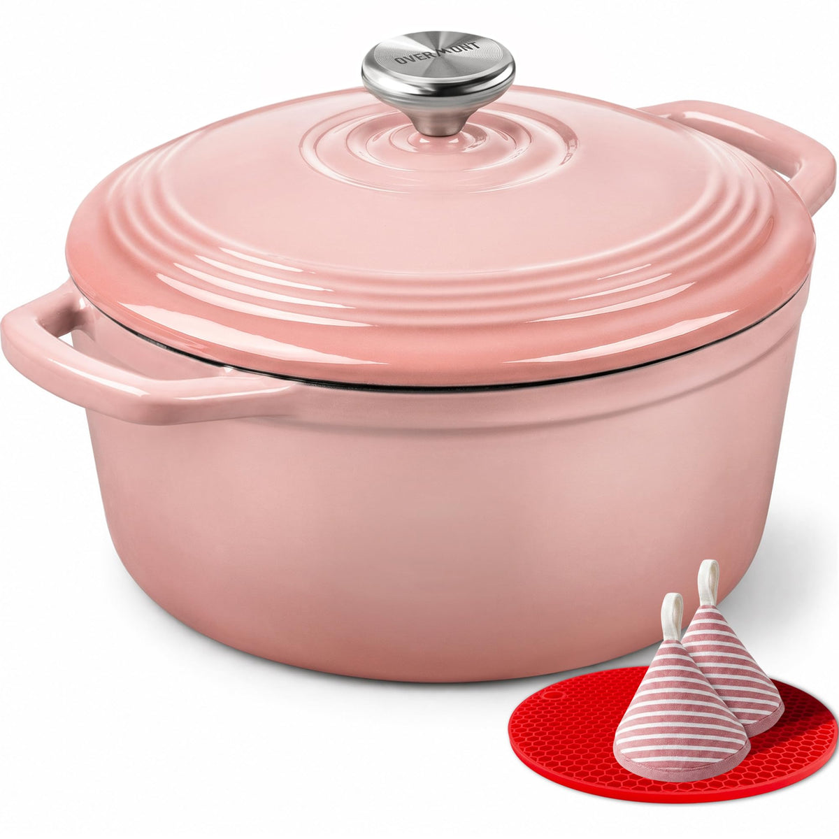 Overmont 5.5-Qt Enameled Cast Iron Dutch Oven with Lid