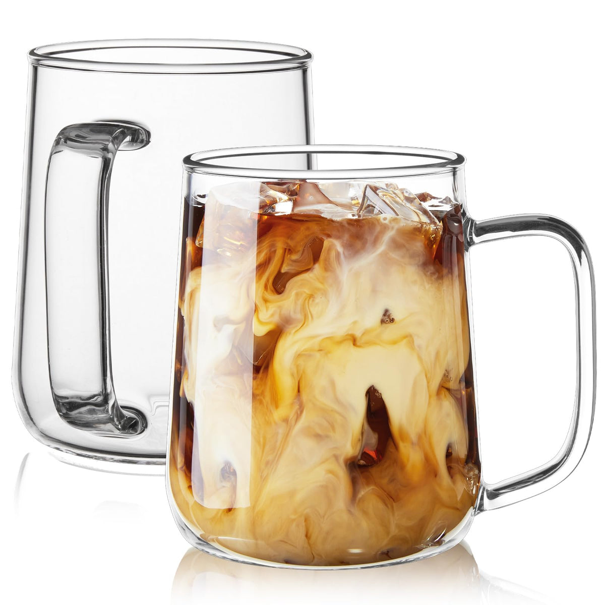 ZMZKKLL Clear Glass Coffee Mugs for Hot & Cold Drinks