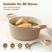 SENSARTE Ceramic Nonstick Stock Pot with Lid for Induction