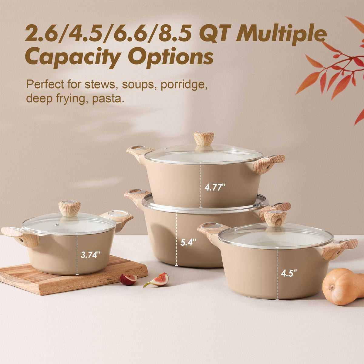 SENSARTE Ceramic Nonstick Stock Pot with Lid for Induction