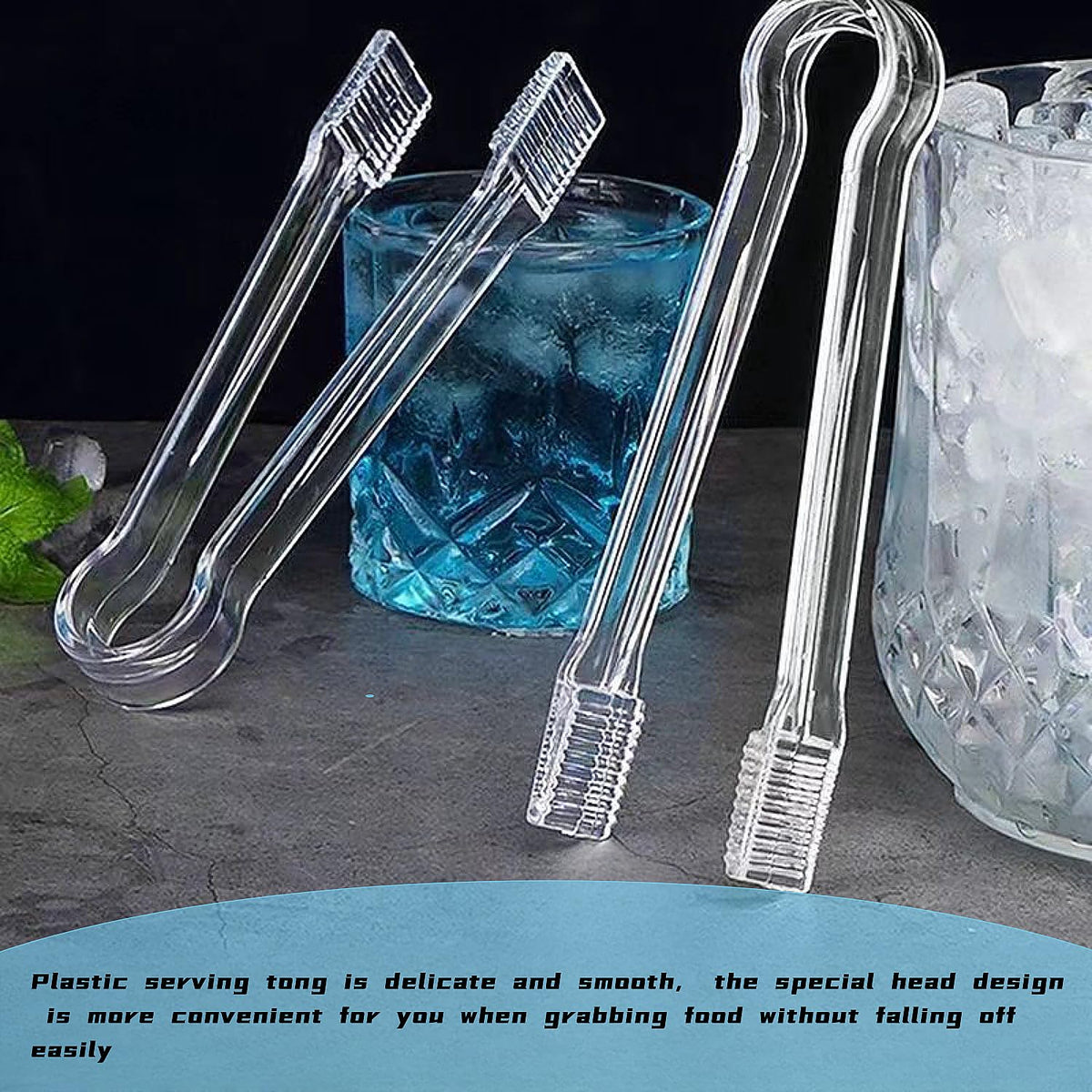 12-Piece Clear Plastic Ladle & Tongs Serving Set