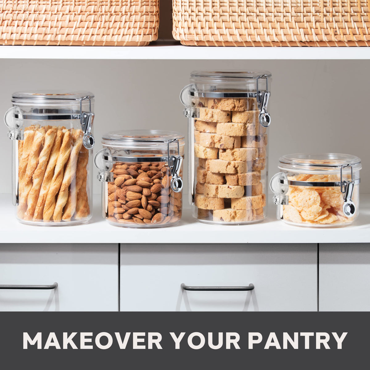 Oggi Airtight Clear Canister Set with Clamp Lids