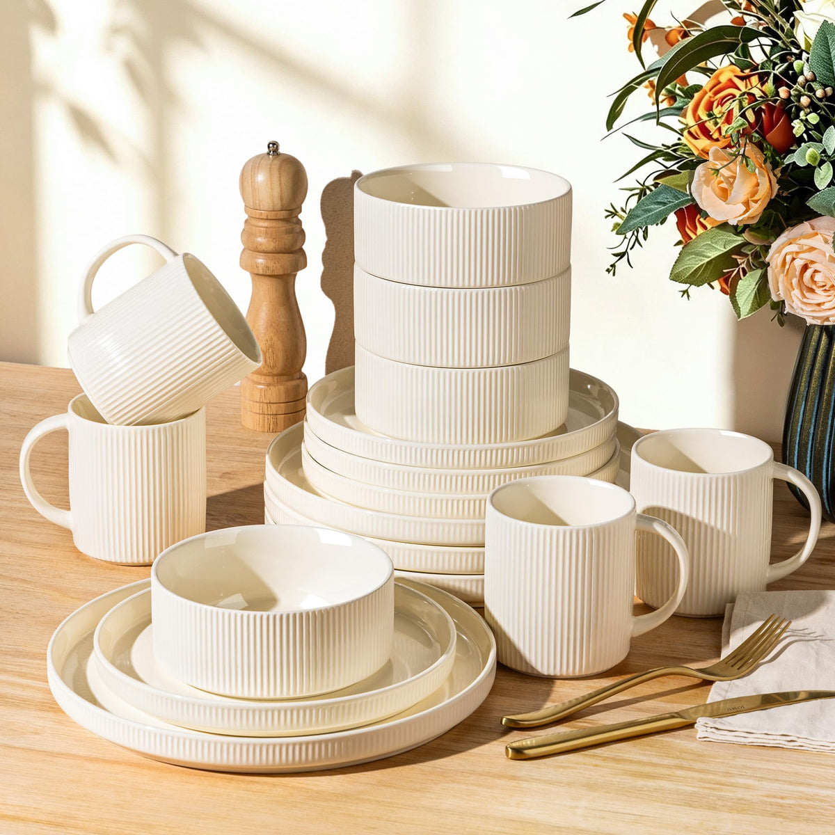 TheTerra Ceramic Dinnerware Plates & Bowls Set