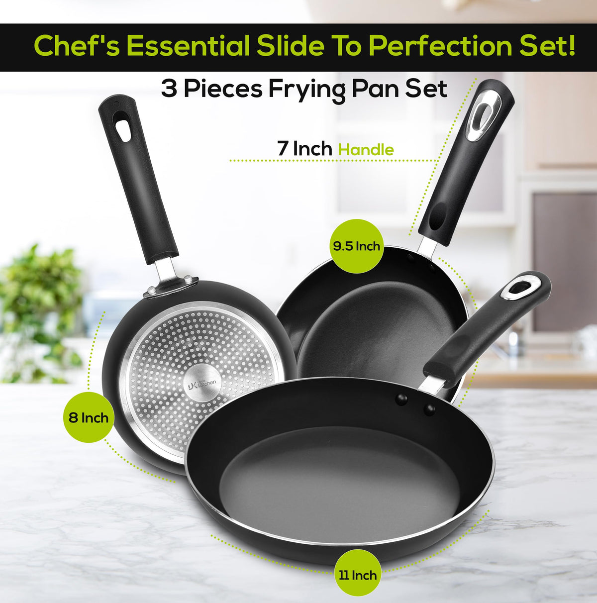 Utopia Kitchen 3-Piece Nonstick Frying Pan Set for Induction