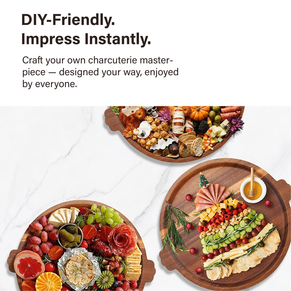 13-Inch Round Wood Charcuterie Board & Serving Tray