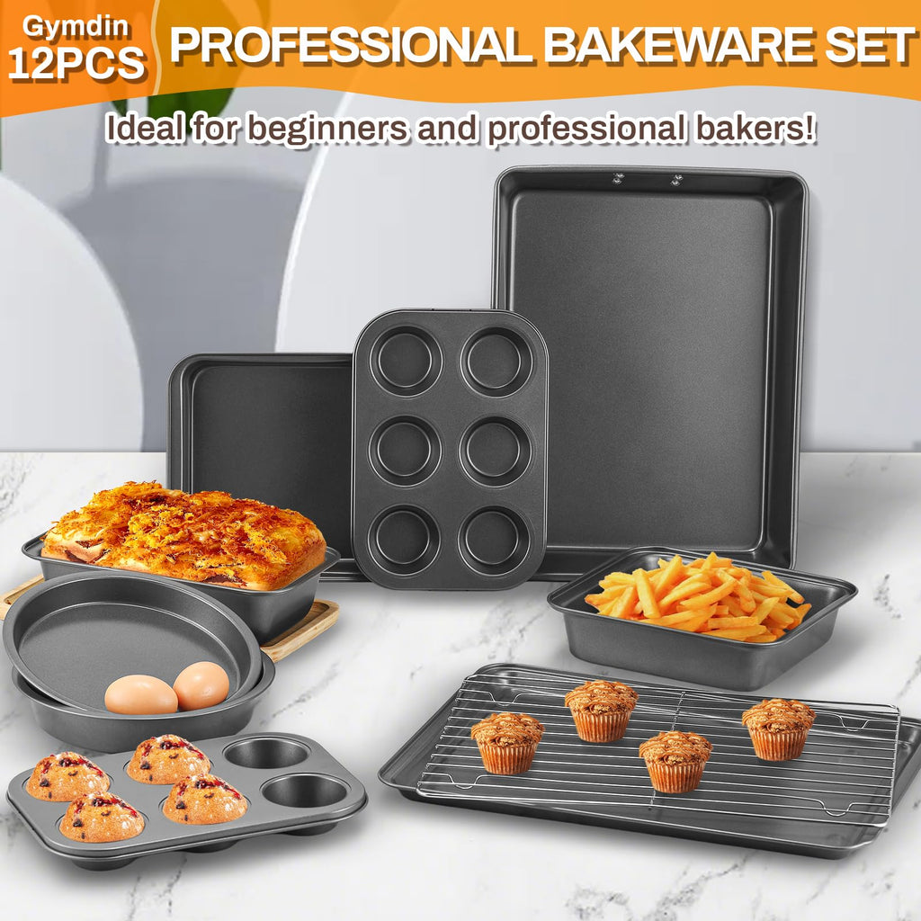 Gymdin 12-Piece Nonstick Carbon Steel Bakeware Set