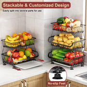 Rolling Wire Pantry Storage Cart with Stackable Baskets