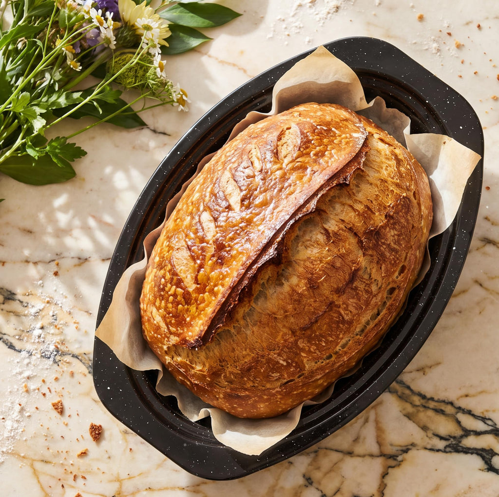 13-Inch Oval Granite Enamel Roasting Pan with Lid