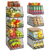 Stackable Wire Storage Baskets for Kitchen & Pantry