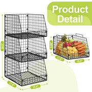Stackable Wire Storage Baskets for Kitchen & Pantry