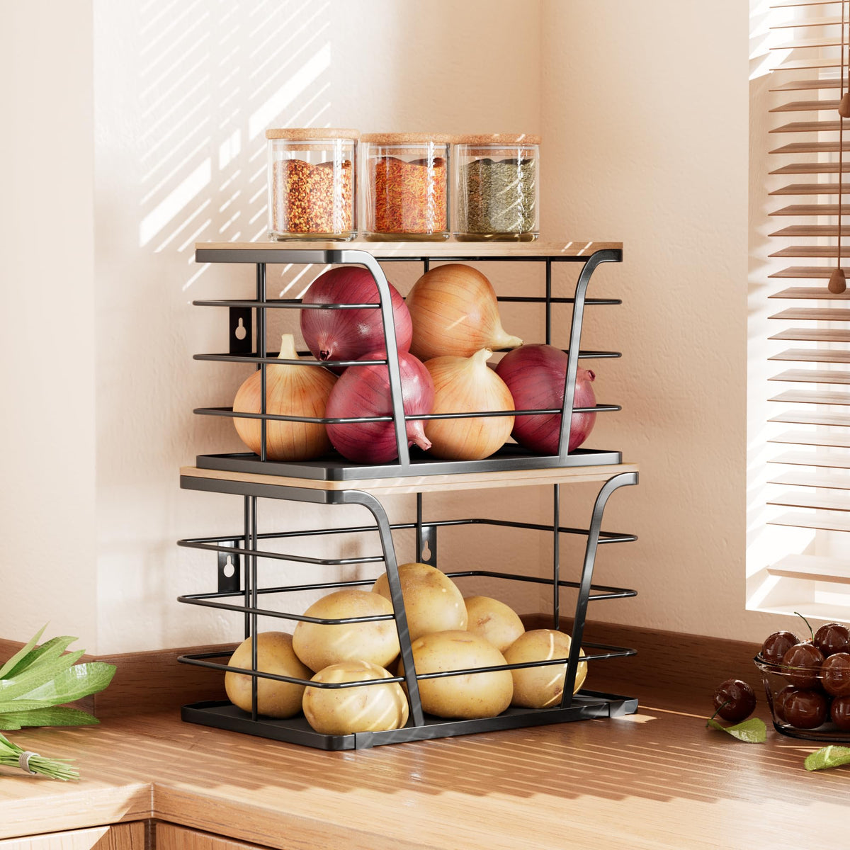 TIDIIABODE Stackable Pantry Storage Bins, 2-Pack