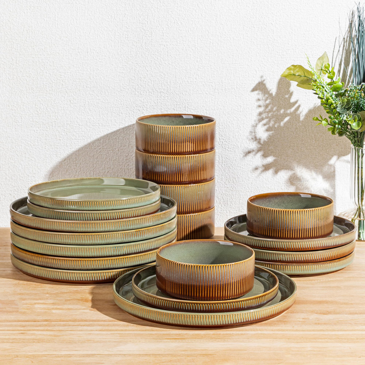 TheTerra Ceramic Dinnerware Plates & Bowls Set