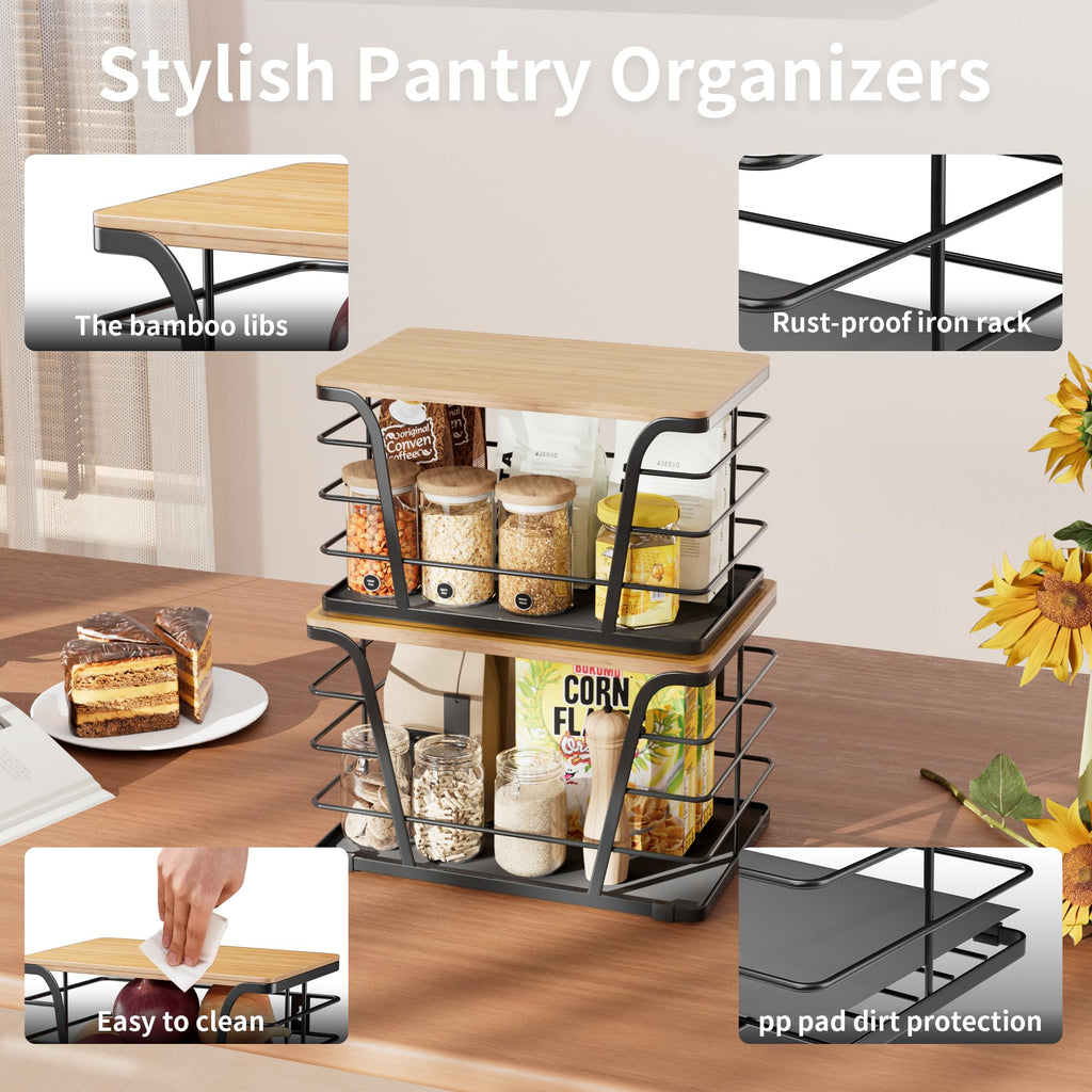TIDIIABODE Stackable Pantry Storage Bins, 2-Pack
