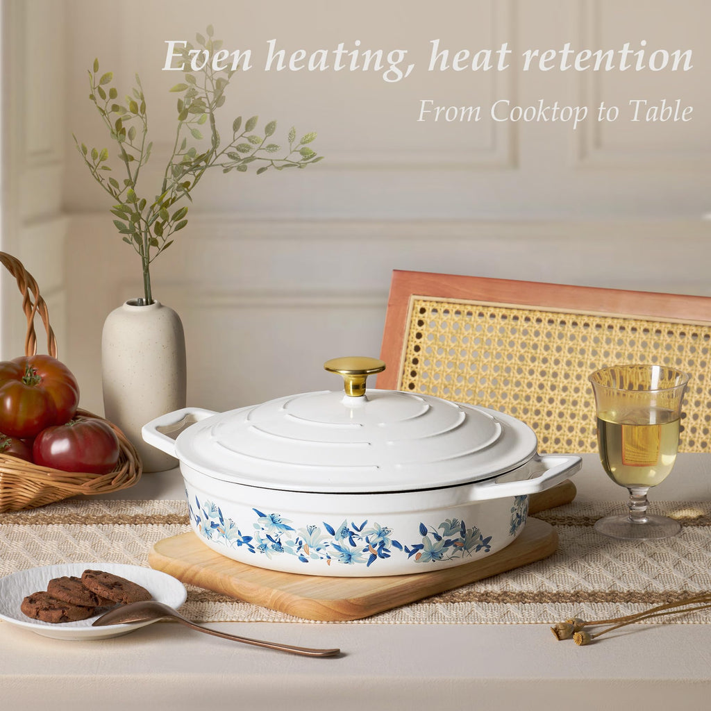 CAROTE Enameled Cast Iron Dutch Oven with Lid, Oven Safe
