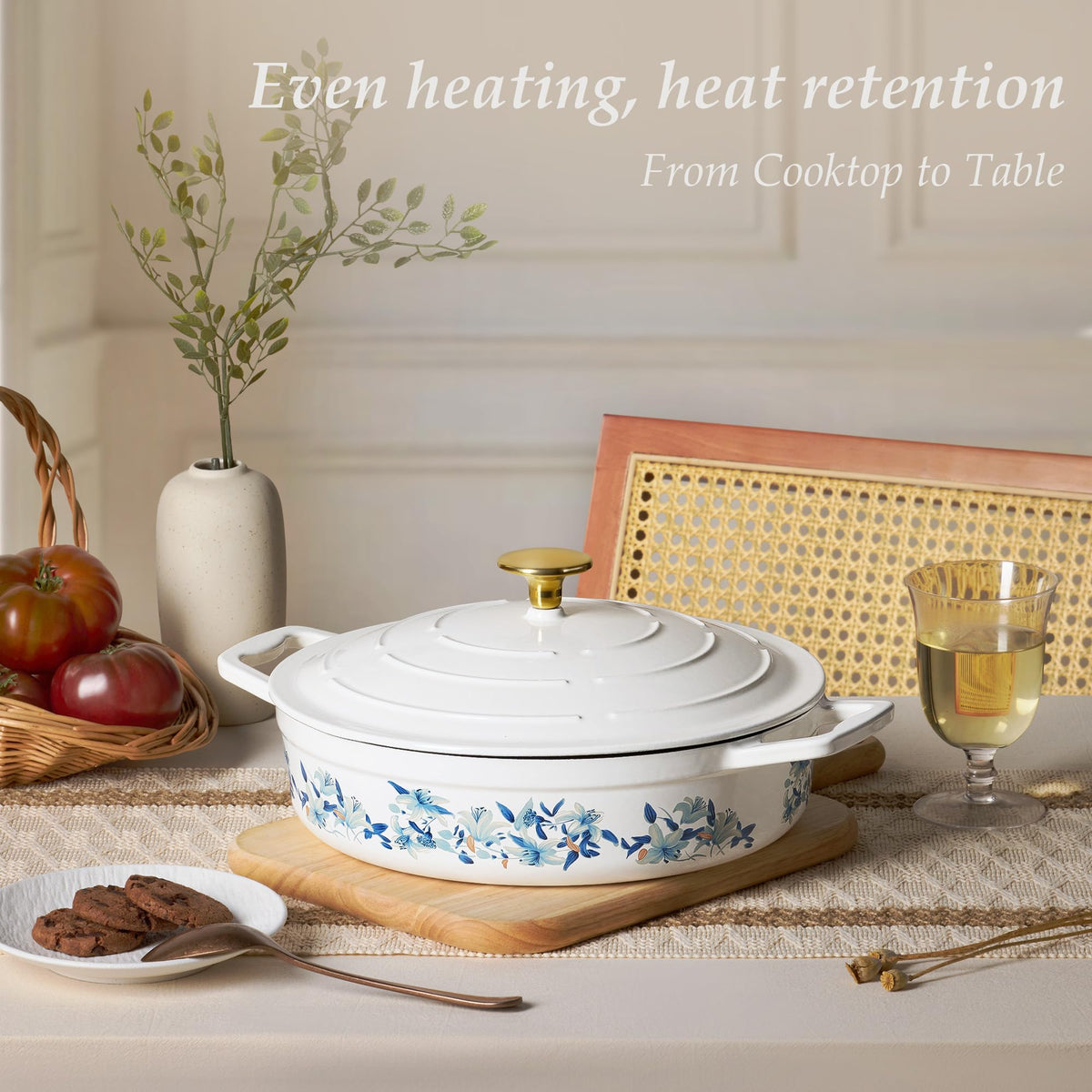 CAROTE Enameled Cast Iron Dutch Oven with Lid, Oven Safe