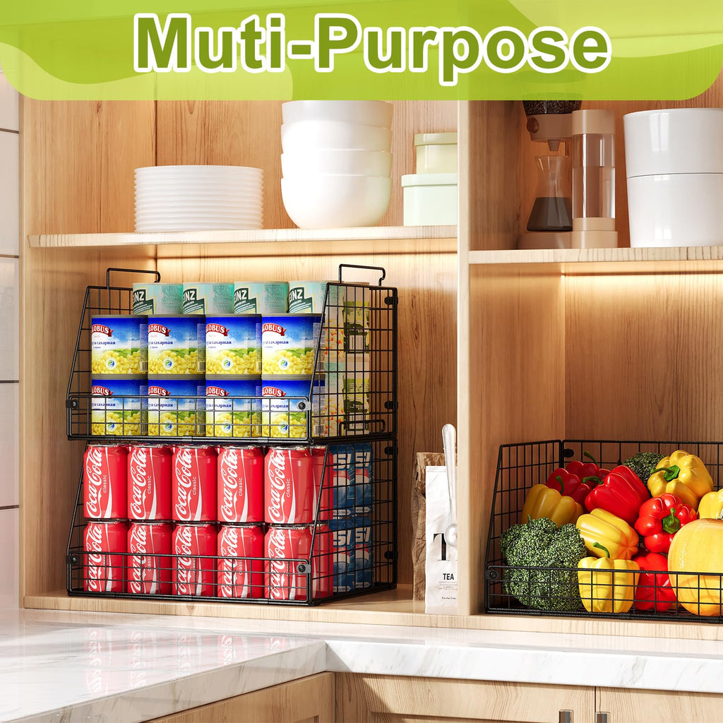 Stackable Wire Storage Baskets for Kitchen & Pantry