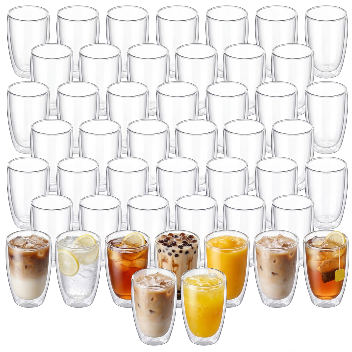 MESNEY 17 oz Double-Wall Insulated Glass Coffee Mugs