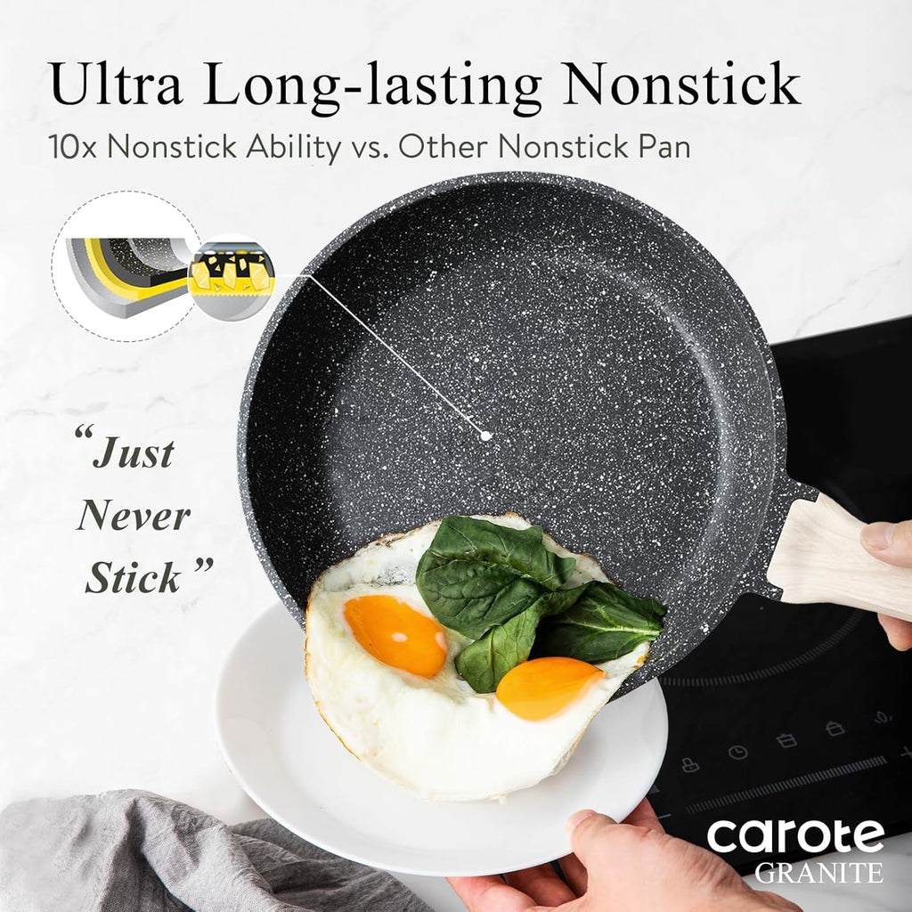 CAROTE Nonstick Granite Frying Pan for Induction Cooking