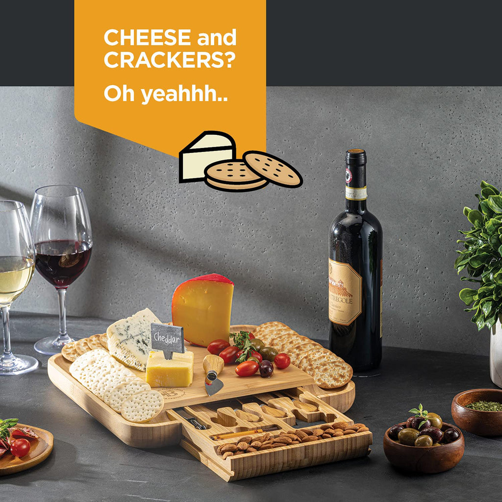 Bamboo Charcuterie Cheese Board Gift Set with Accessories