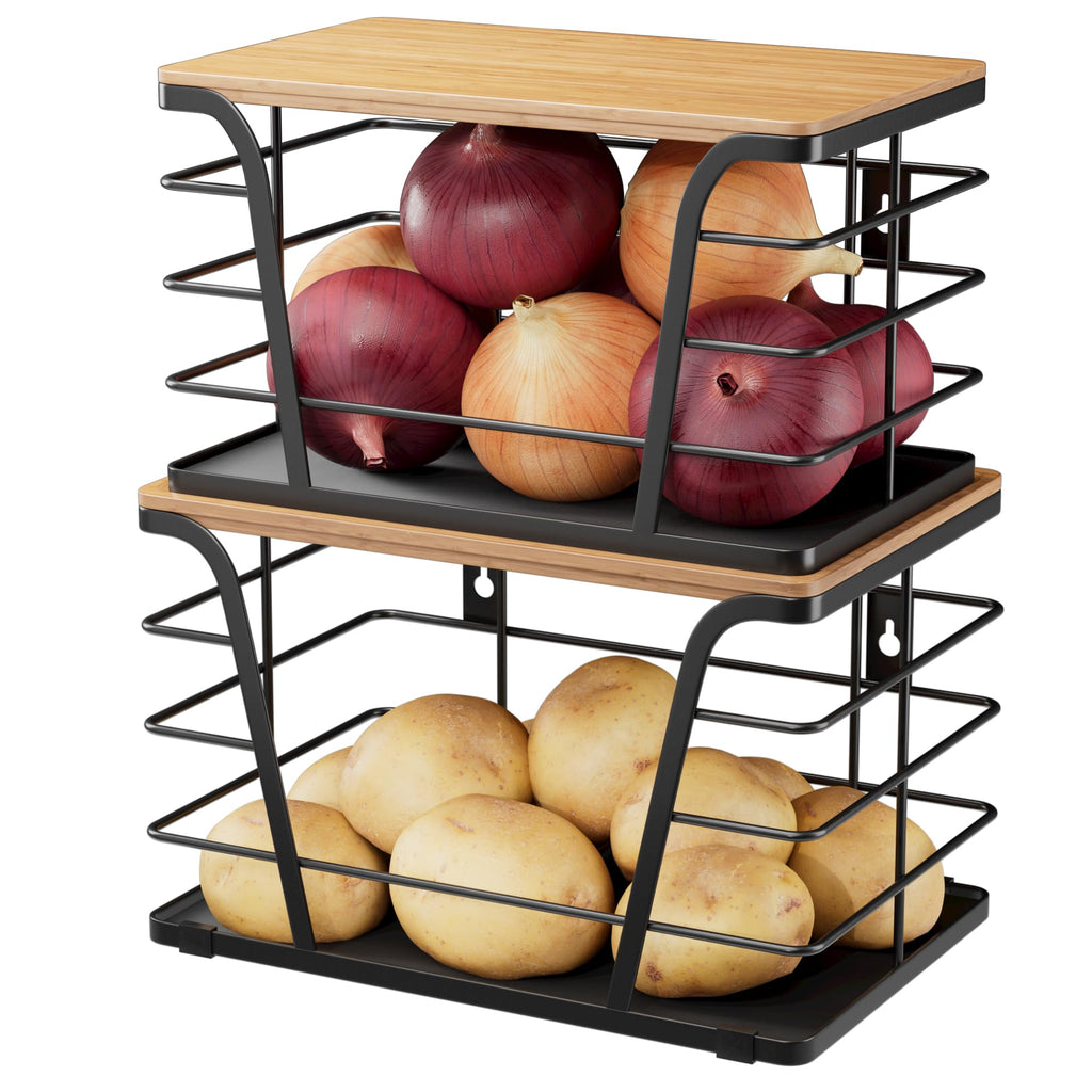 TIDIIABODE Stackable Pantry Storage Bins, 2-Pack