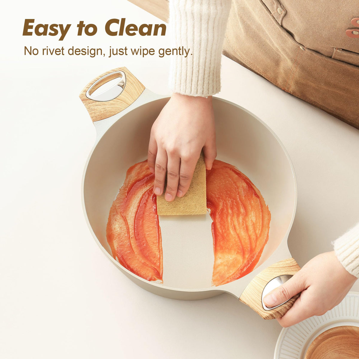 SENSARTE Ceramic Nonstick Stock Pot with Lid for Induction
