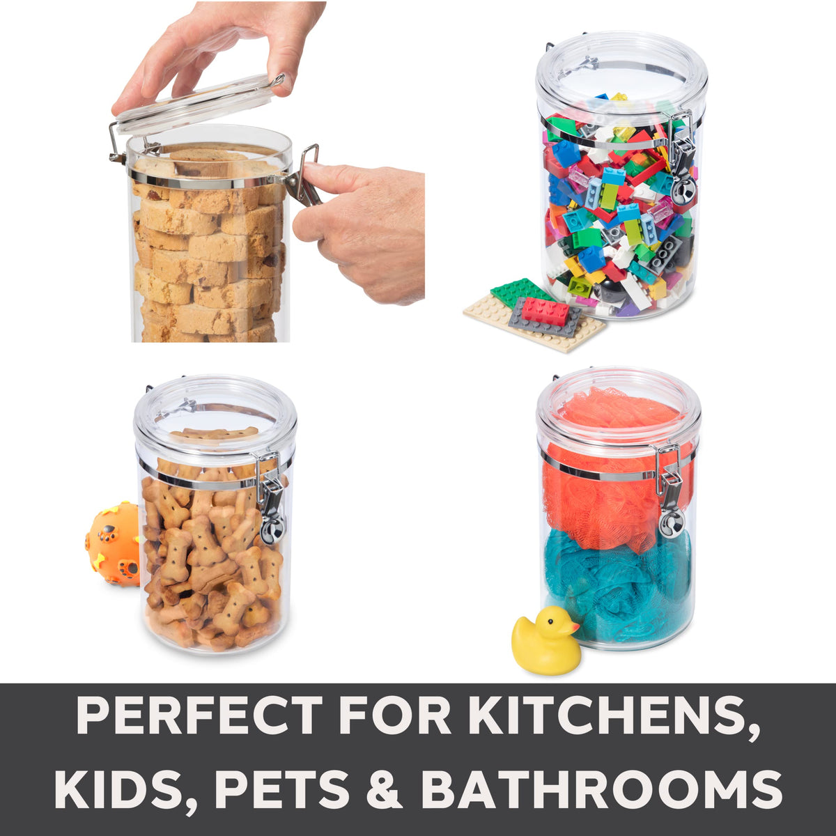 Oggi Airtight Clear Canister Set with Clamp Lids