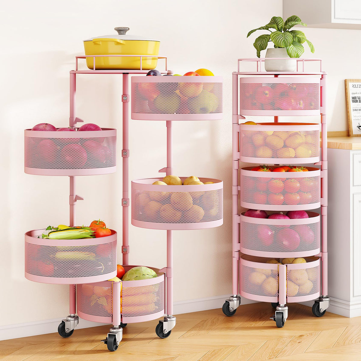 SNTD 5-Tier Rotating Fruit & Vegetable Basket, Beige