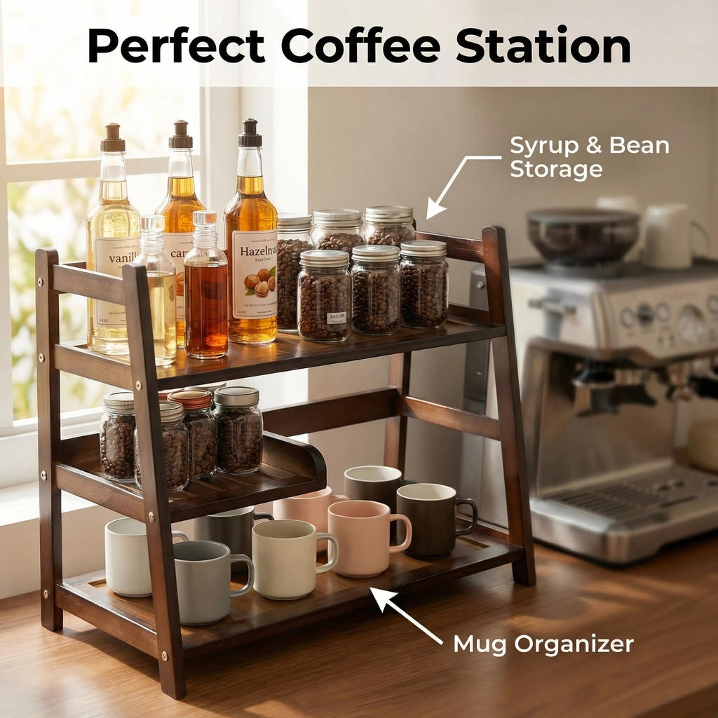 Lnncdsc 3-Tier Matcha & Coffee Bar Organizer Shelf