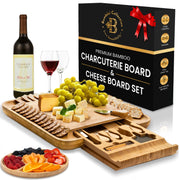 Bamboo Charcuterie Cheese Board Gift Set with Accessories