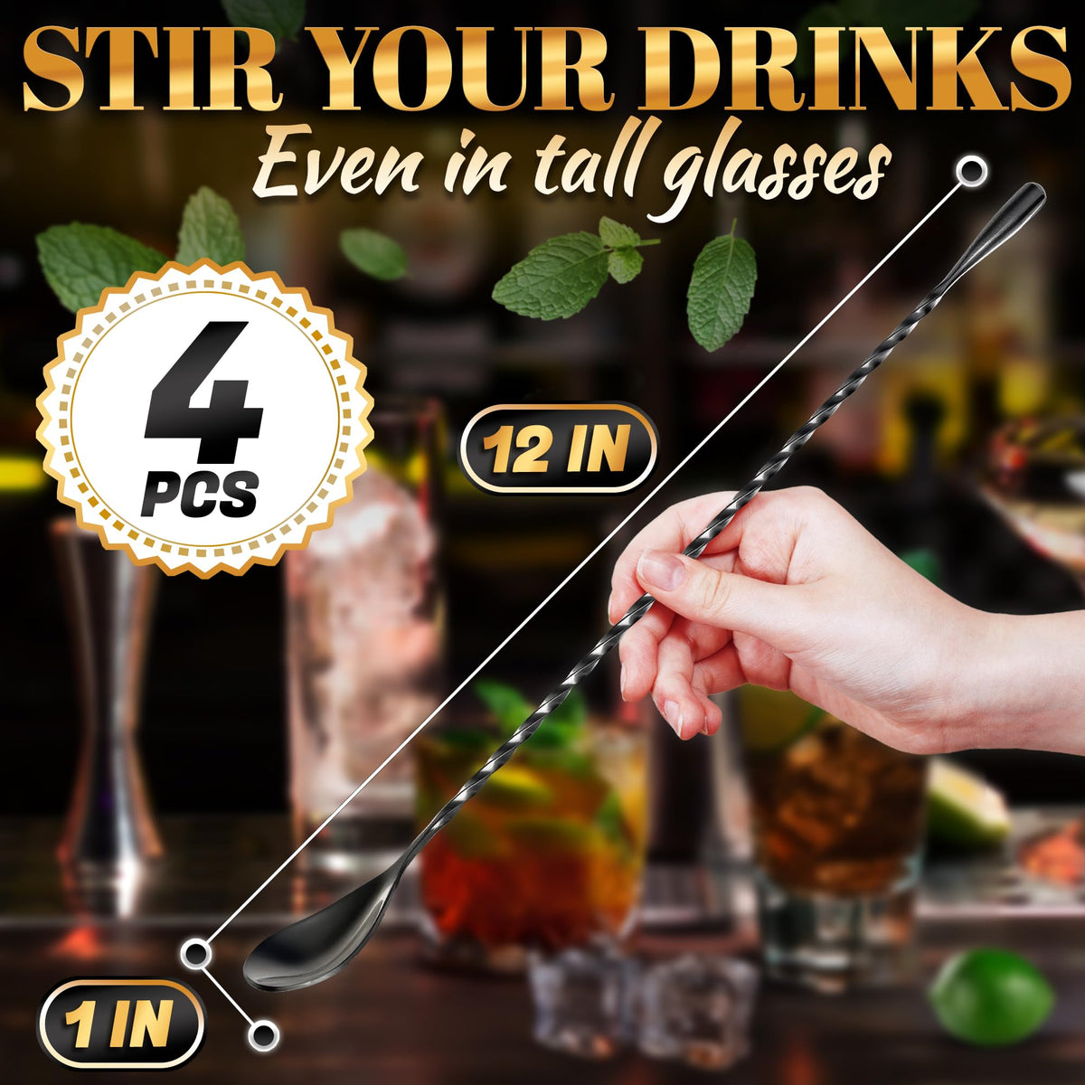 Stainless Steel Cocktail Bar Spoons for Mixing Drinks