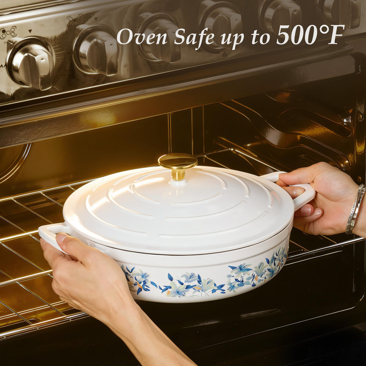 CAROTE Enameled Cast Iron Dutch Oven with Lid, Oven Safe