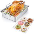 P&P CHEF Stainless Steel Roasting Pan with Racks for Turkey