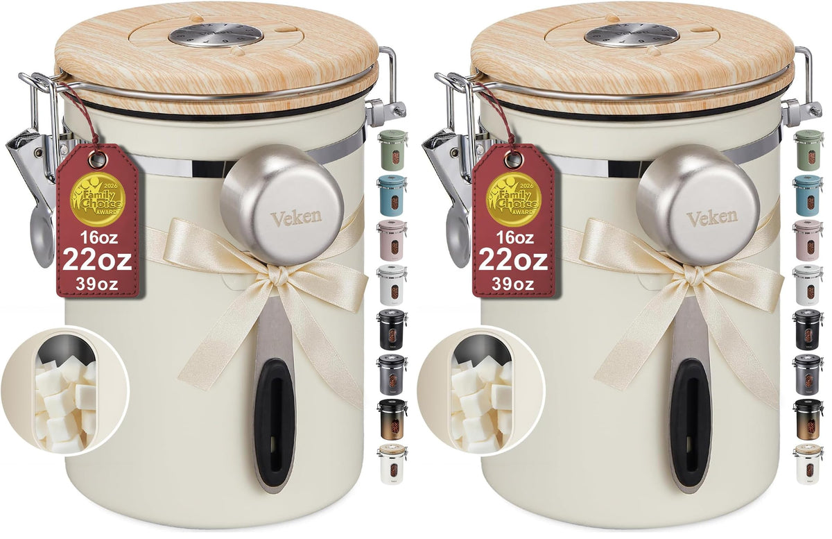 Veken Airtight Stainless Steel Coffee Canister with Scoop