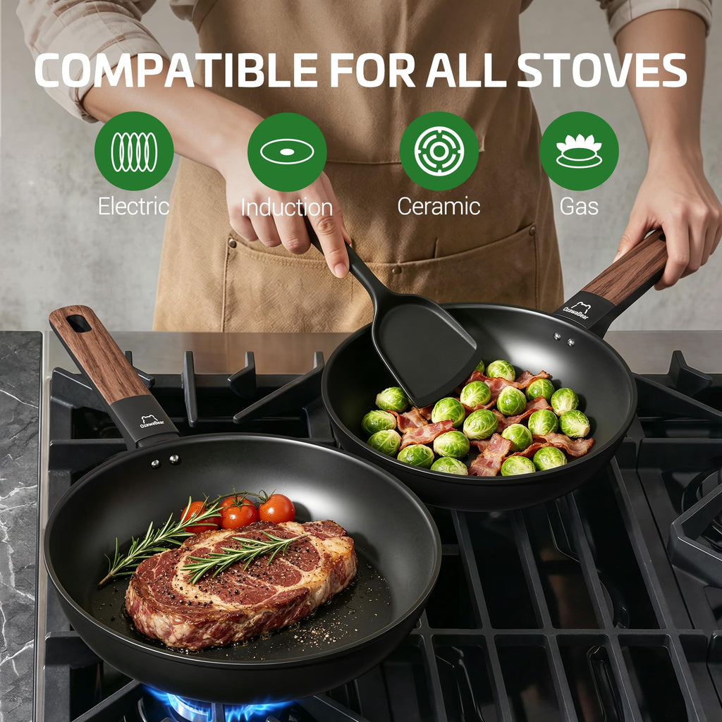 OzawaBear Titanium Nonstick Frying Pan for Induction Cooking