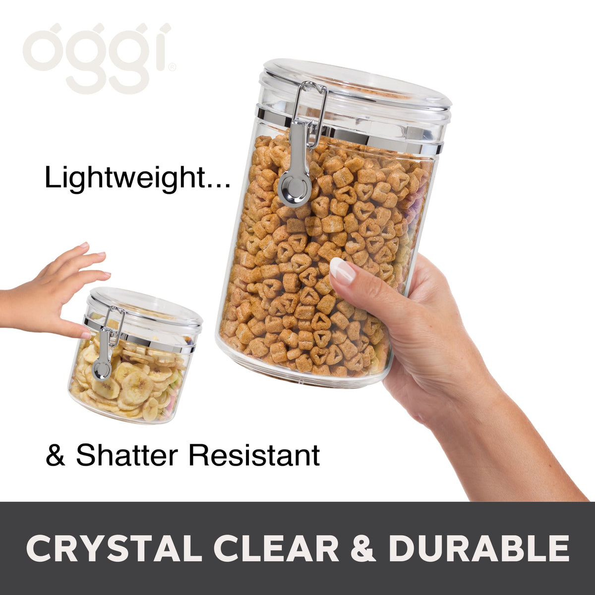 Oggi Airtight Clear Canister Set with Clamp Lids
