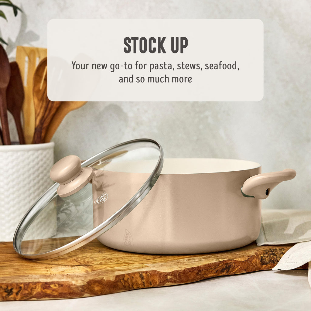 GreenLife 6-Qt Ceramic Nonstick Stockpot with Straining Lid