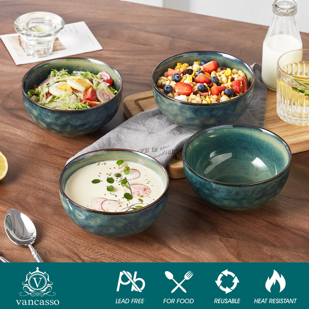 vancasso Starry 24 oz Porcelain Pasta & Cereal Bowls, Set of 4