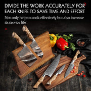 6-Piece Damascus Steel Kitchen Knife Set with Magnetic Holder