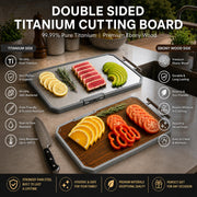 Dual-Sided Titanium & Ebony Wood Cutting Board with Sharpener