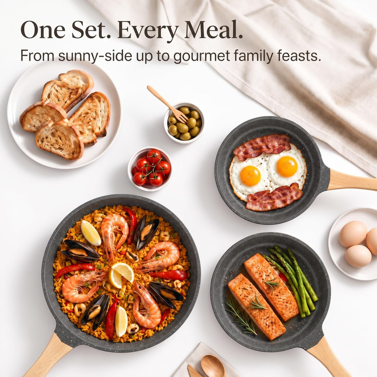 ITSMILLERS Nonstick Deep Frying Pan & Skillet Set