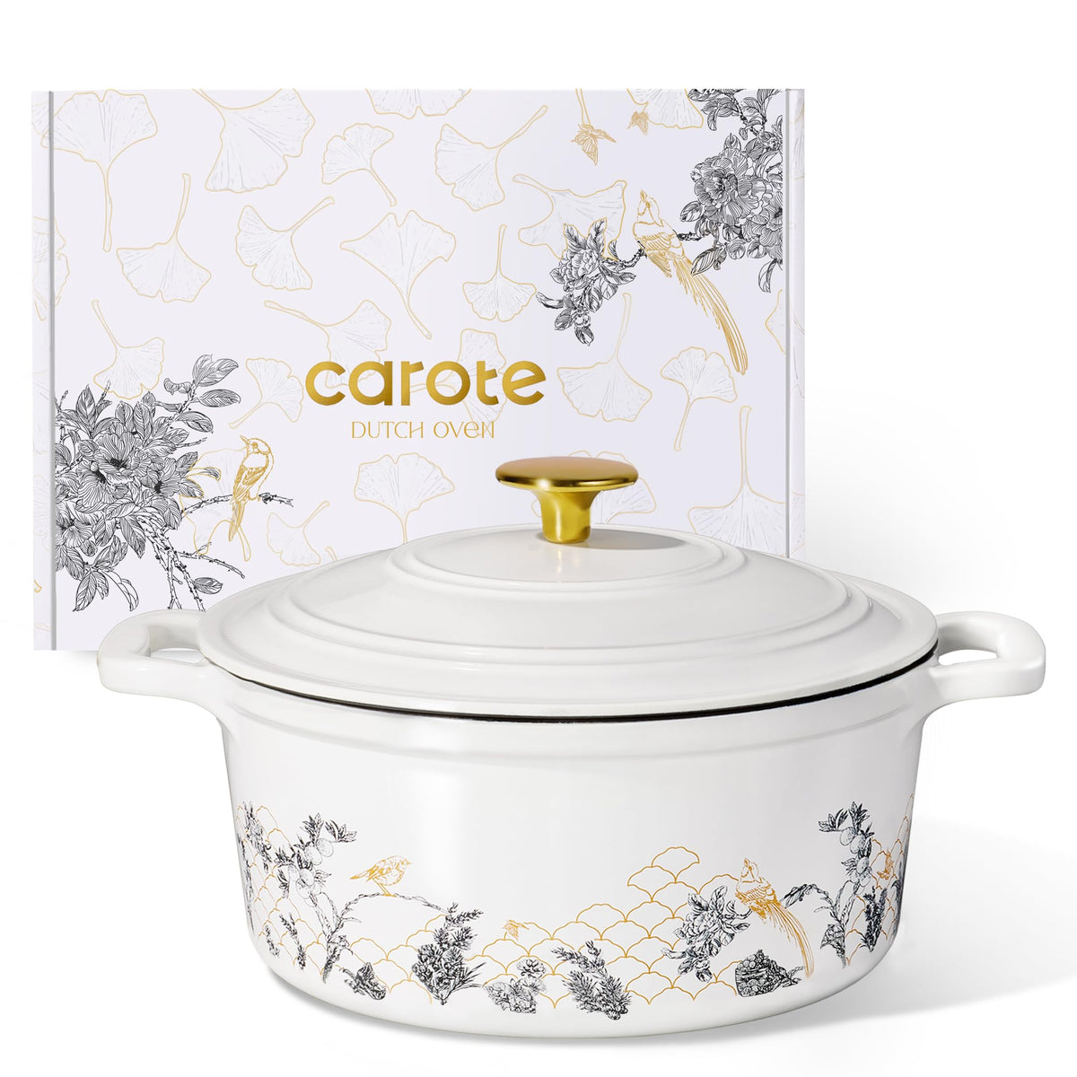 CAROTE Enameled Cast Iron Dutch Oven with Lid, Oven Safe