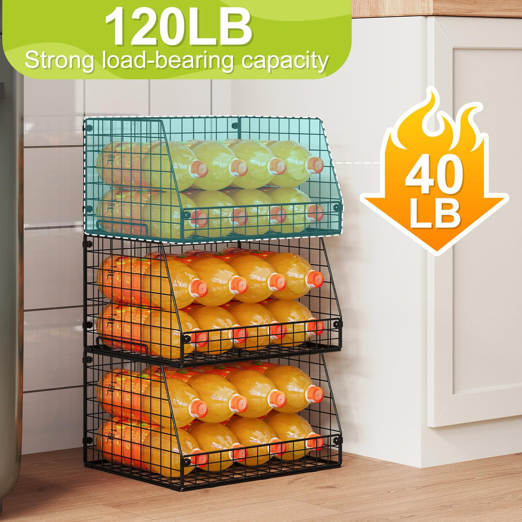 Stackable Wire Storage Baskets for Kitchen & Pantry