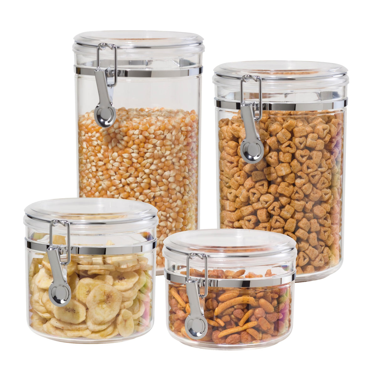 Oggi Airtight Clear Canister Set with Clamp Lids