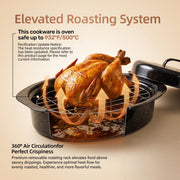 18-Inch Oval Enamel Roasting Pan with Lid & Rack