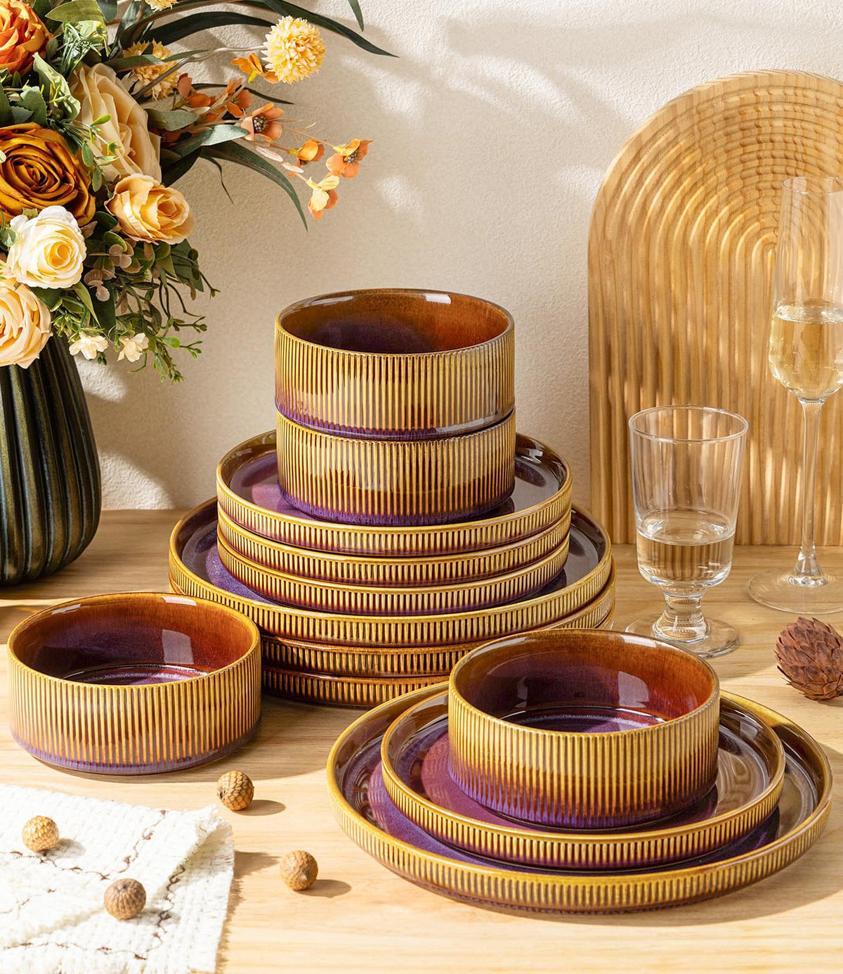 TheTerra Ceramic Dinnerware Plates & Bowls Set