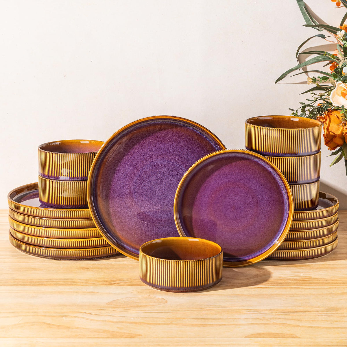 TheTerra Ceramic Dinnerware Plates & Bowls Set