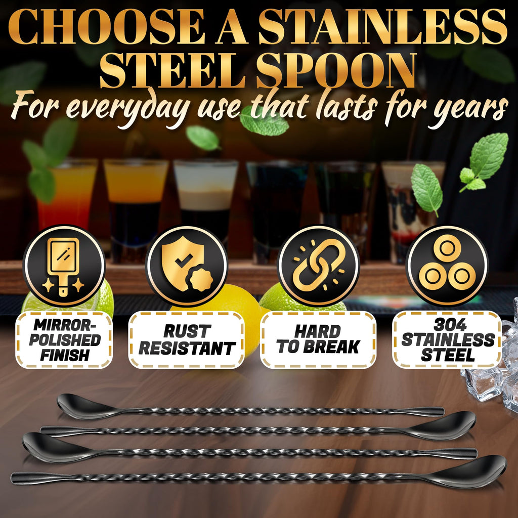 Stainless Steel Cocktail Bar Spoons for Mixing Drinks
